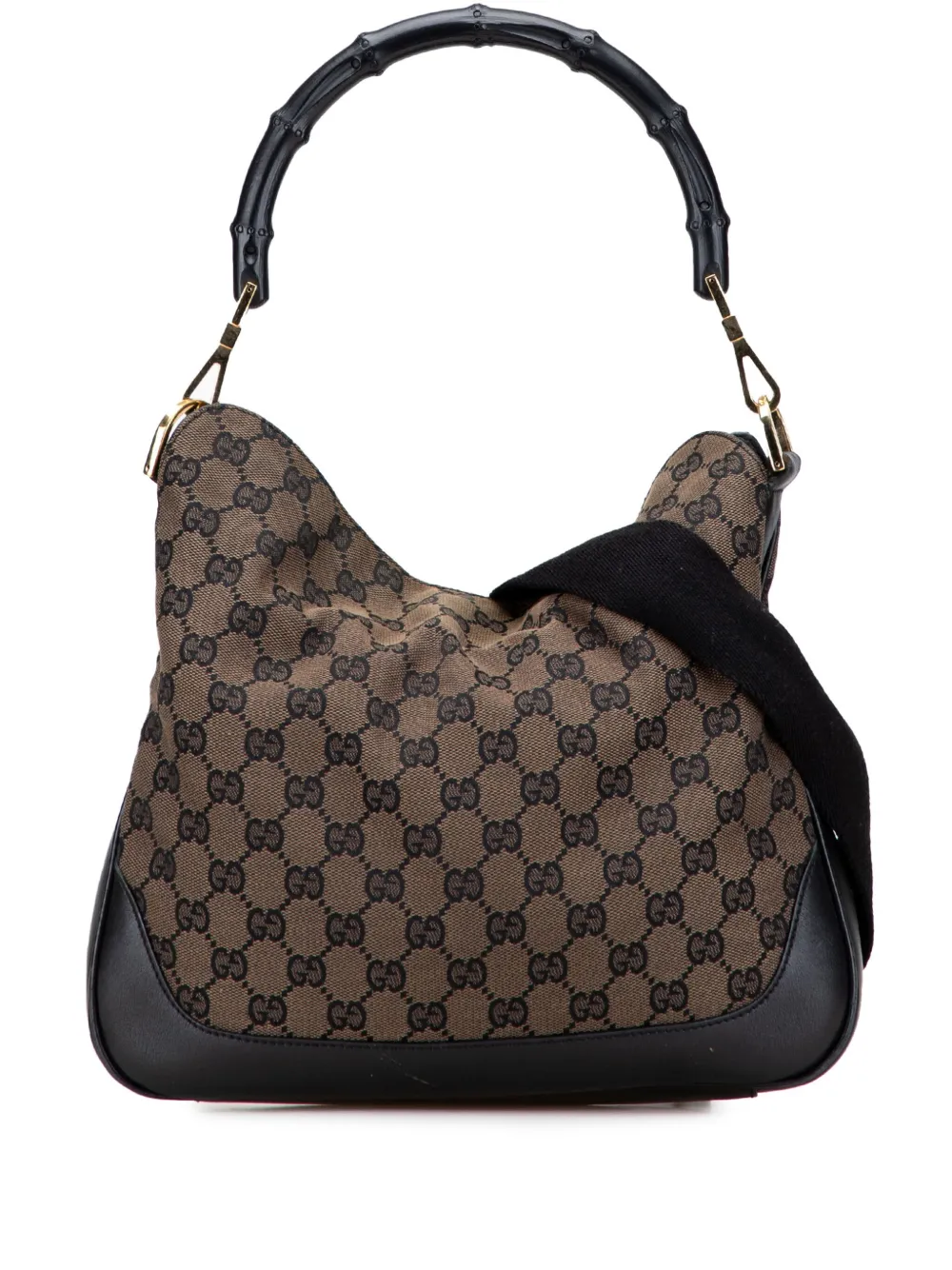 Pre-owned Gucci 2000-2015 Gg Canvas Bamboo Web Satchel In Brown
