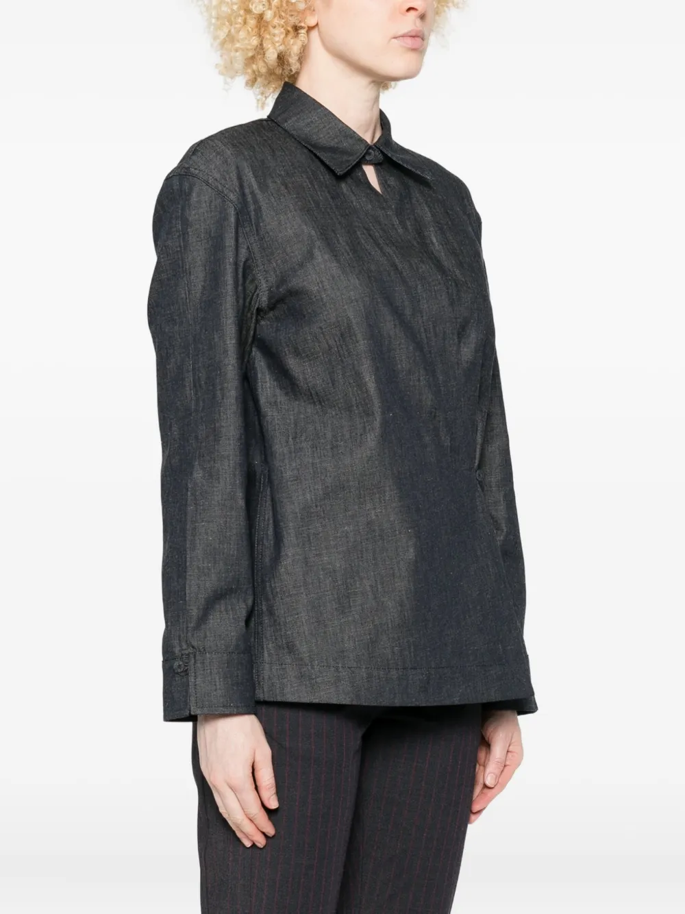 Fendi Wrap-effect Denim Shirt In Blue