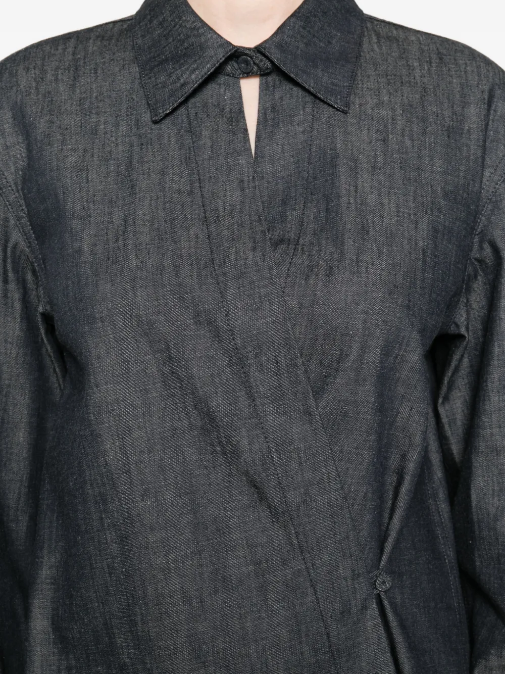 Fendi Wrap-effect Denim Shirt In Blue