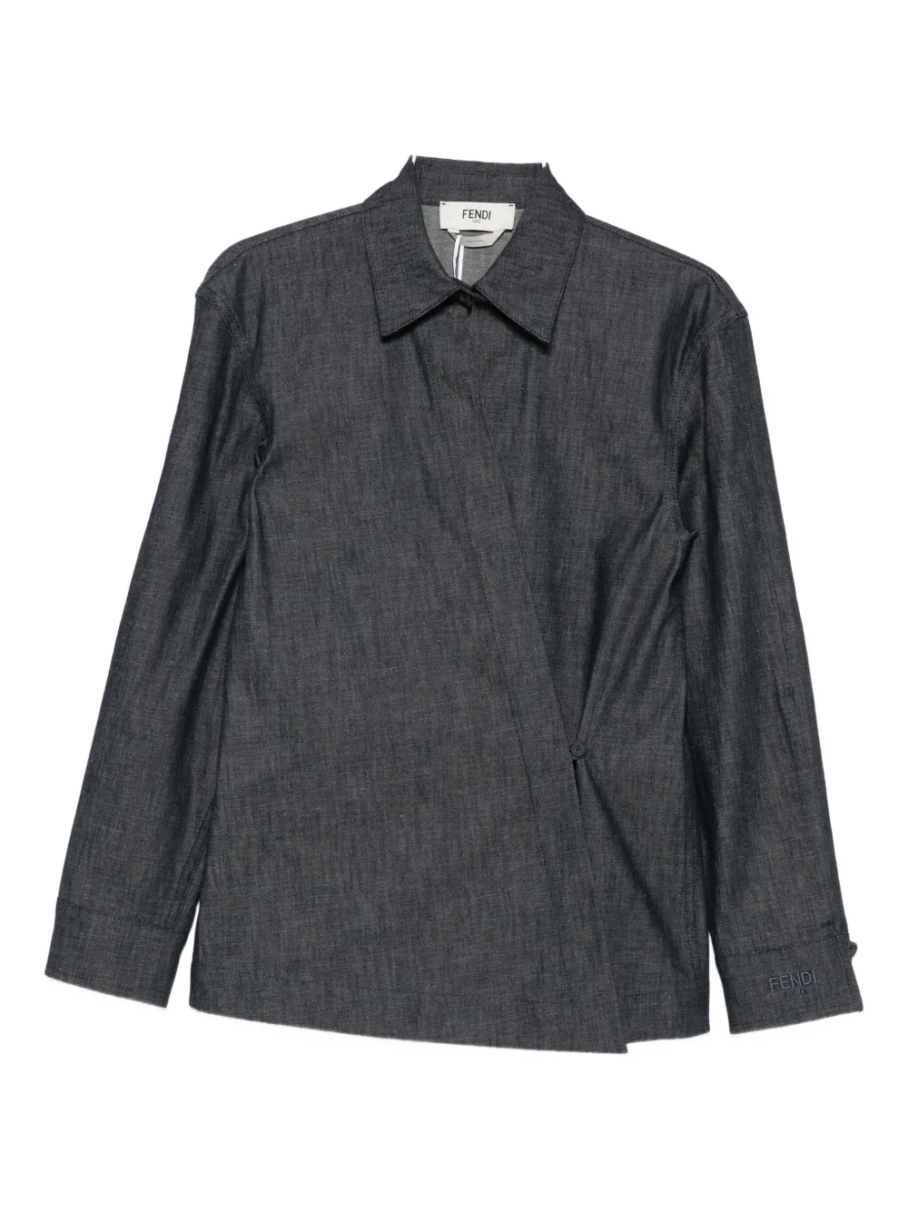 Fendi Wrap-effect Denim Shirt In Blue