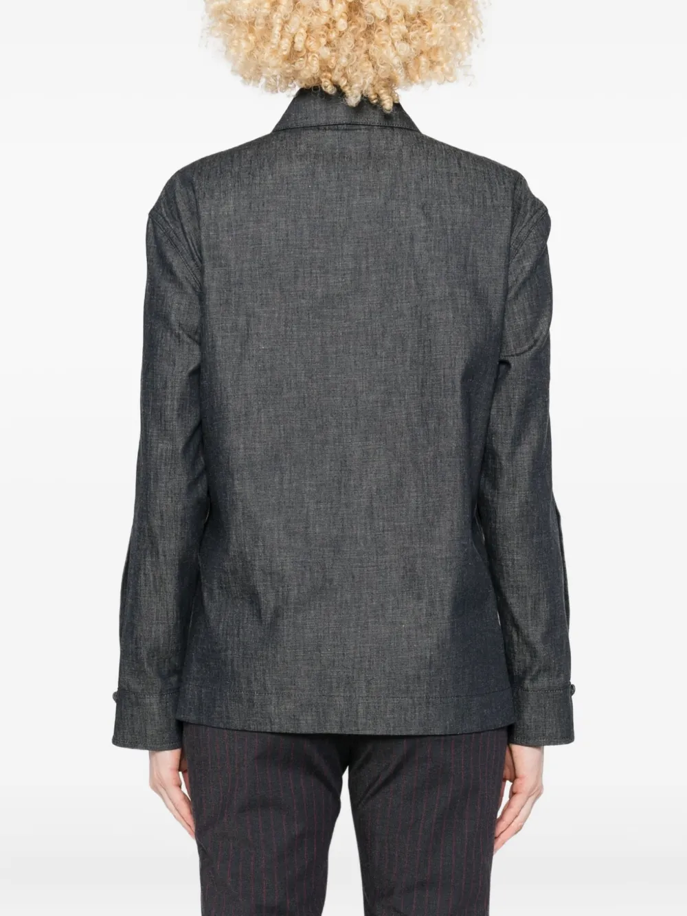 Fendi Wrap-effect Denim Shirt In Blue