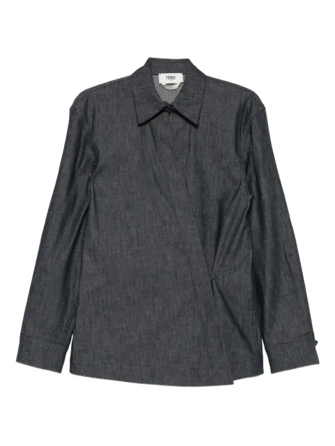 FENDI wrap-effect denim shirt