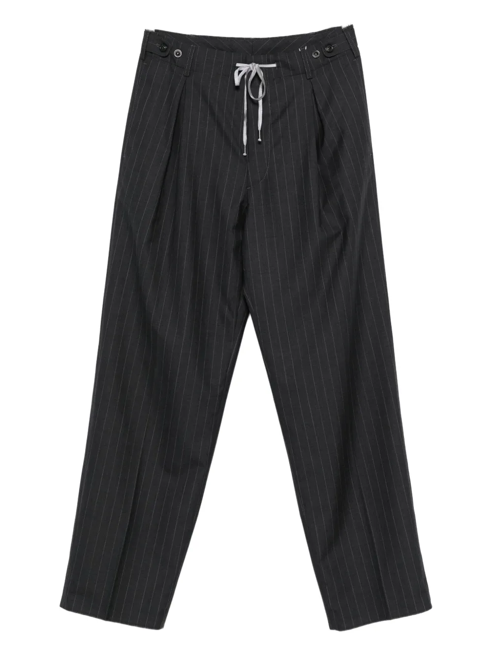 Maison Margiela Pinstripe Drawstring Trousers In Black