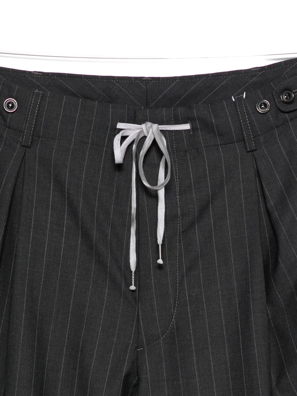 Maison Margiela Pinstripe Drawstring Trousers In Black
