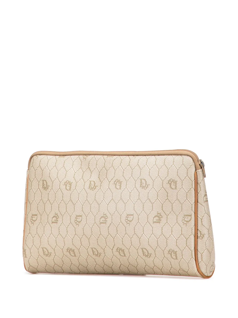 Pre-owned Dior 20th Century Honeycomb Coated Canvas Clutch Bag In Brown