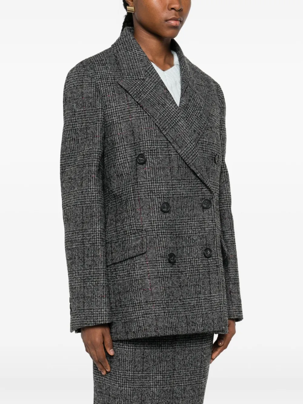 N°21 Double-breasted Checked Jacket In Gray