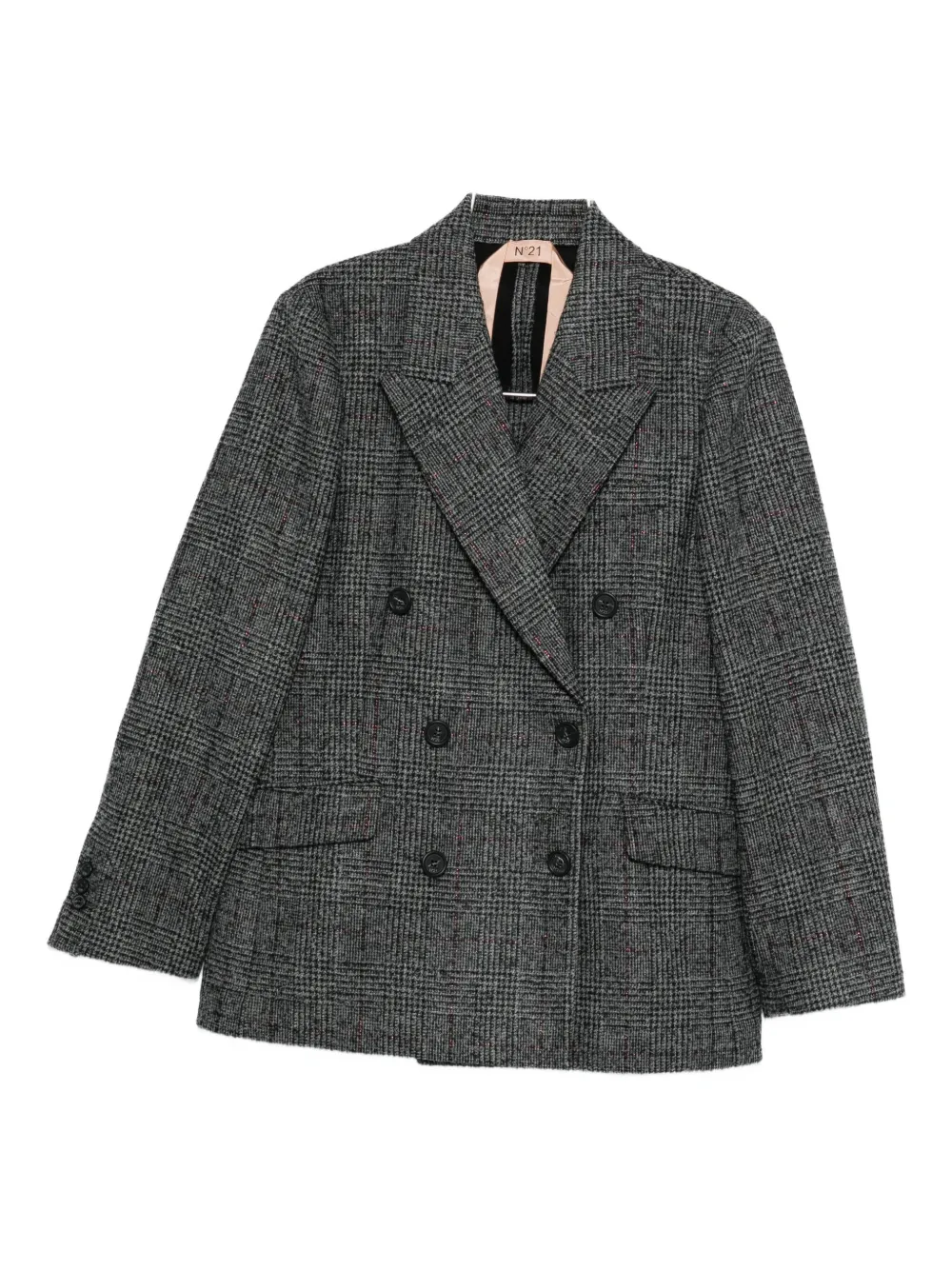 N°21 Double-breasted Checked Jacket In Gray