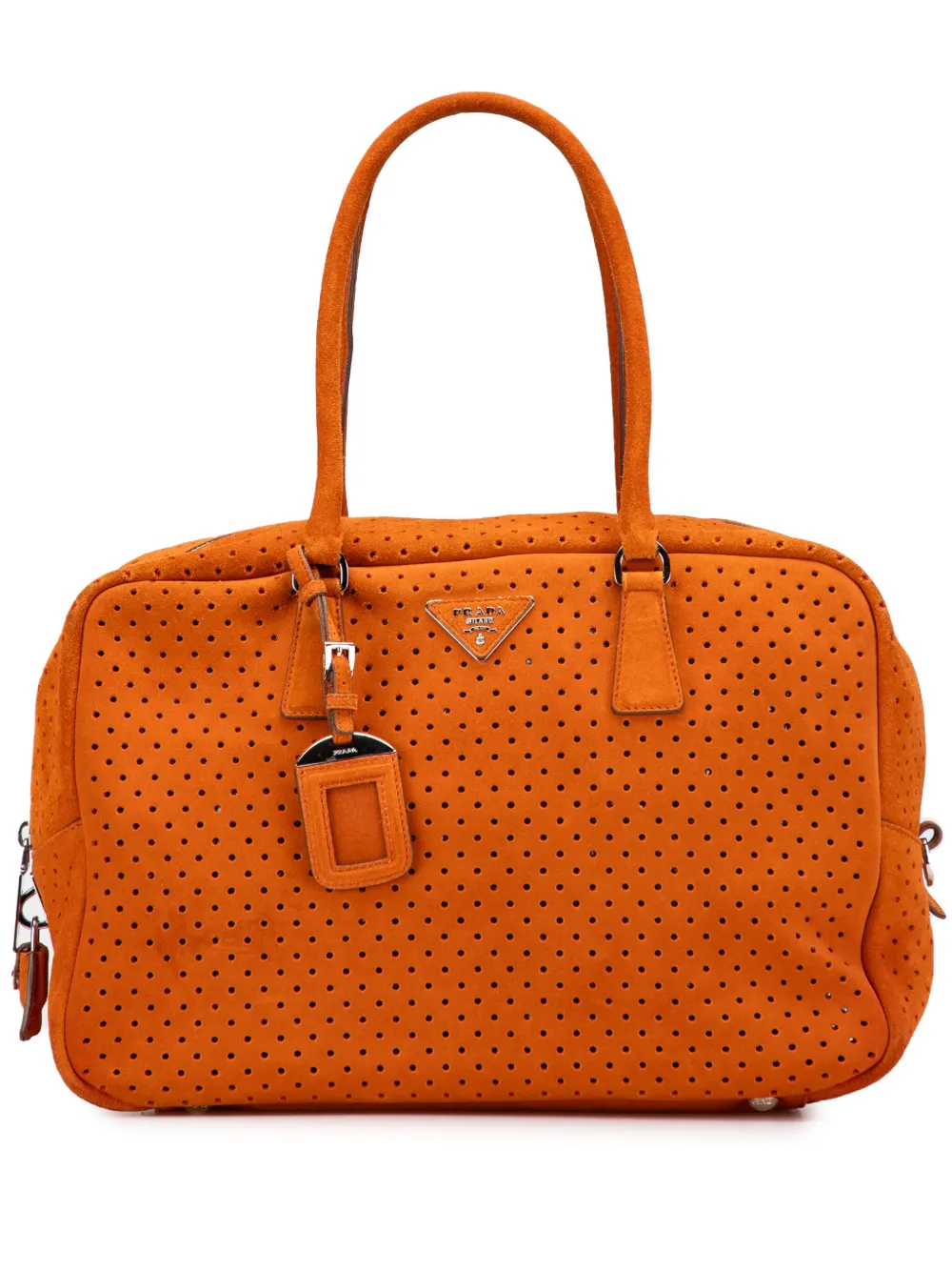 Prada Pre-Owned 2010-2025 Scamosciato Perforated Bauletto shoulder bag Prada Pre-Owned 2010-2025 Scamosciato Perforated Bauletto shoulder bag