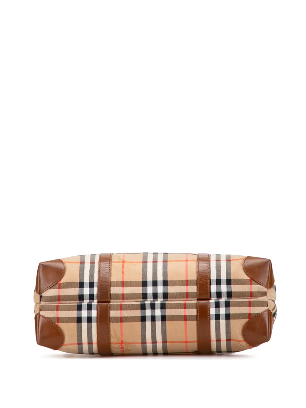 Pre-owned Burberry 20th Century Haymarket Check Canvas Tote Bag In Brown
