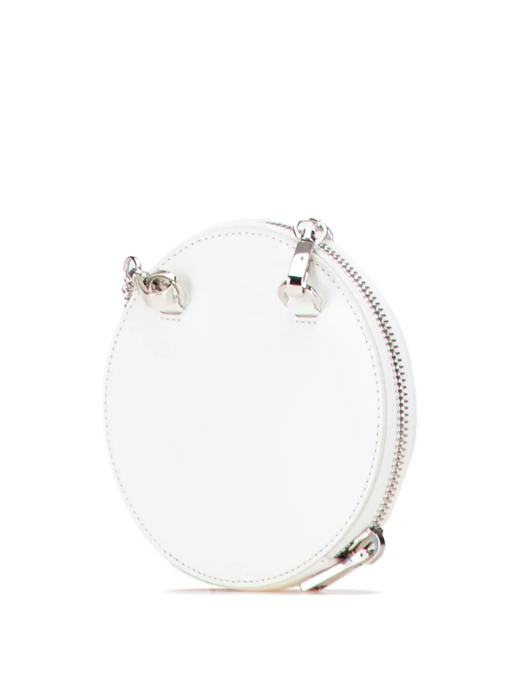 Pre-owned Prada 2013-2025 Spazzolato Round Chain Coin Crossbody Bag In White