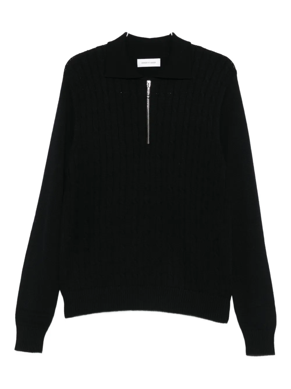 Ernest W Baker Cable-knit Zip-front Sweater In Black