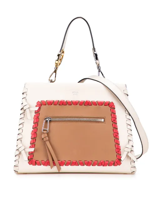 Fendi Pre-Owned 2010-2025 Small Bicolor Calfskin Whipstitch Runway satchel