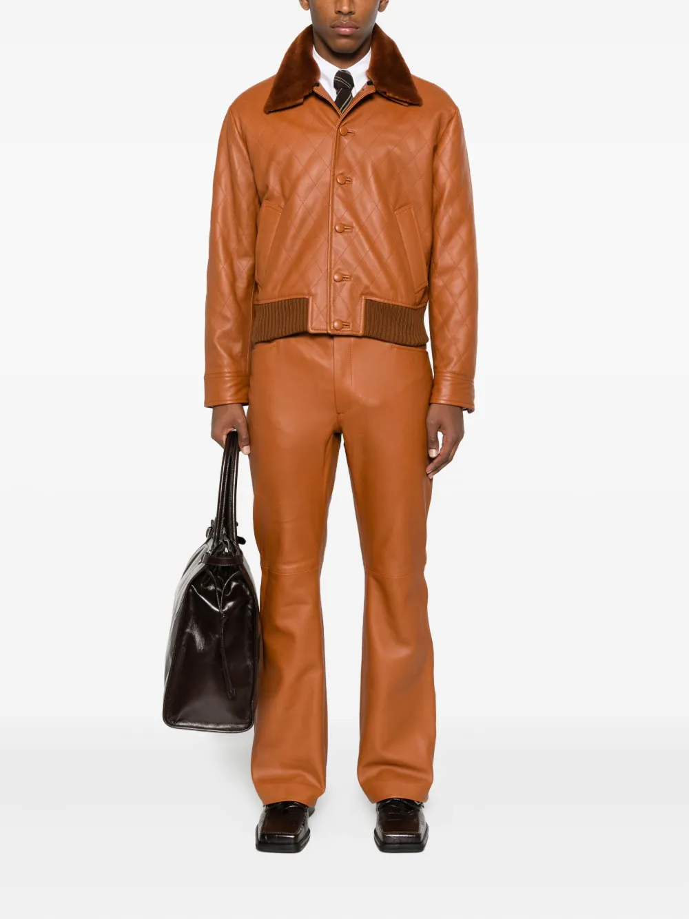 Ernest W. Baker leather trousers - Bruin