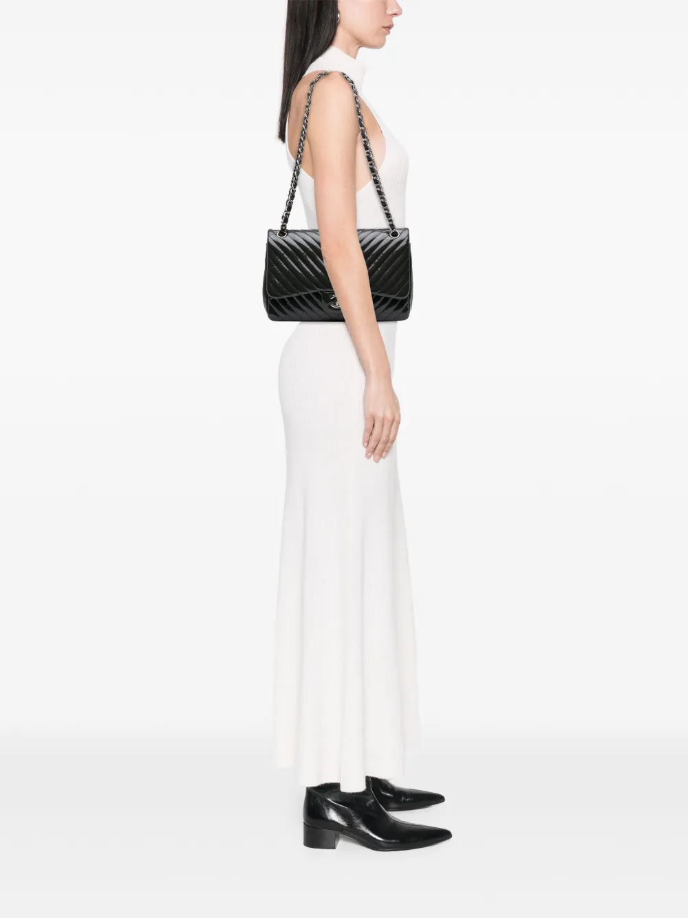 CHANEL Pre-Owned 2015-2016 Jumbo Classic Chevron Patent Double Flap shoulder bag | Pre-Owned | Image 2