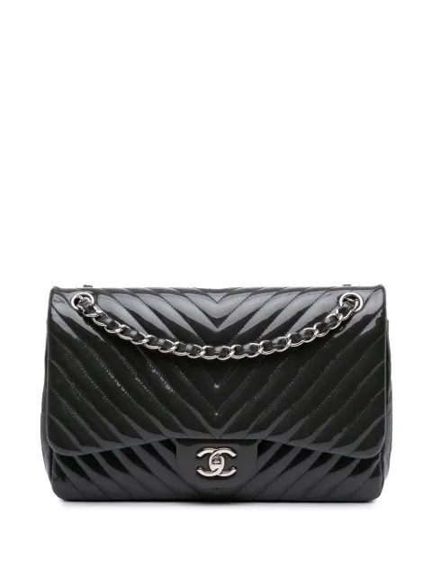 CHANEL Pre-Owned 2015-2016 Jumbo Classic Chevron Patent Double Flap shoulder bag