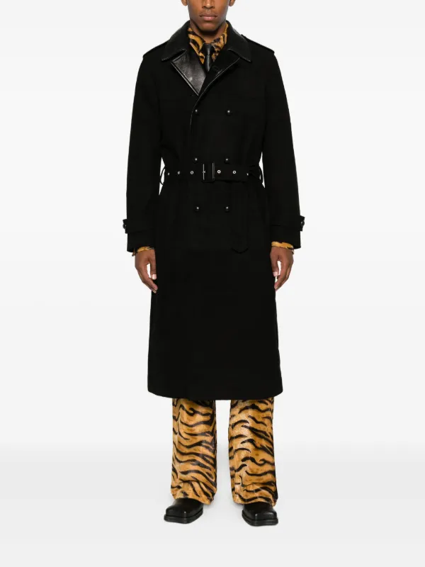 Ernest W. Baker レザーカラーベルテッドコート | ブラック | FARFETCH JP