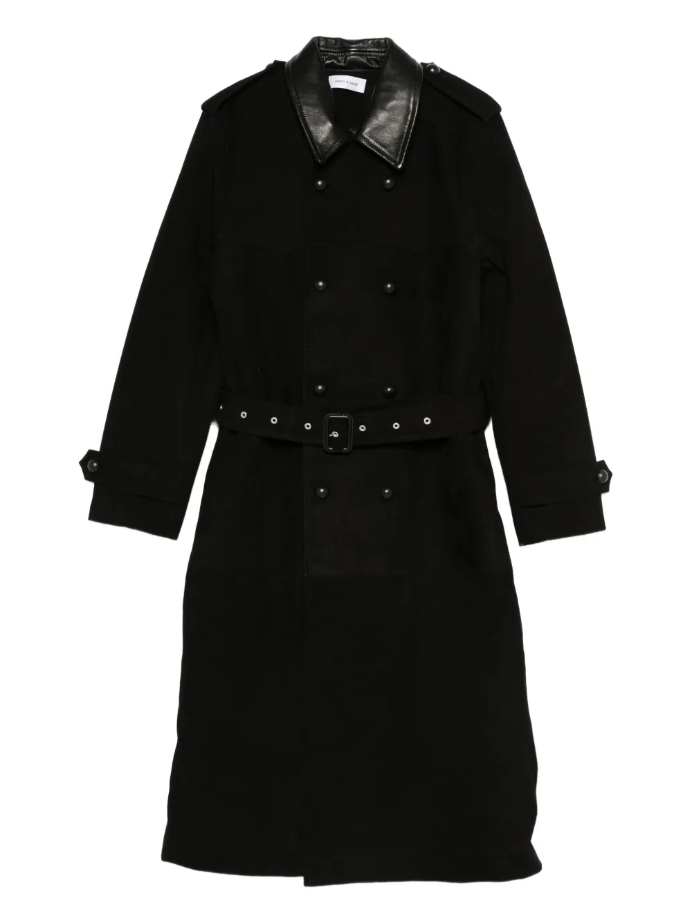 Ernest W. Baker leather-collared belted coat | Black | Image 1