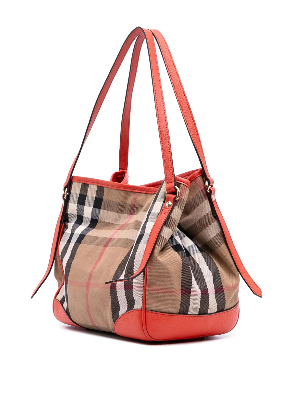 Pre-owned Burberry 2000-2017 Small House Check Canvas Canterbury Tote Bag In Brown