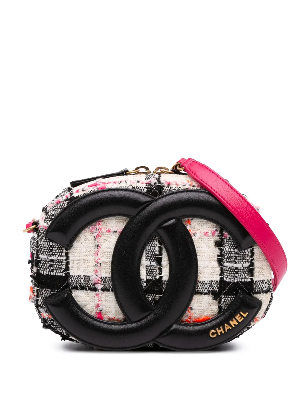 CHANEL Pre-Owned 2020 Tweed and Lambskin Coco Midnight Camera Bag CHANEL Pre-Owned 2020 Tweed and Lambskin Coco Midnight Camera Bag