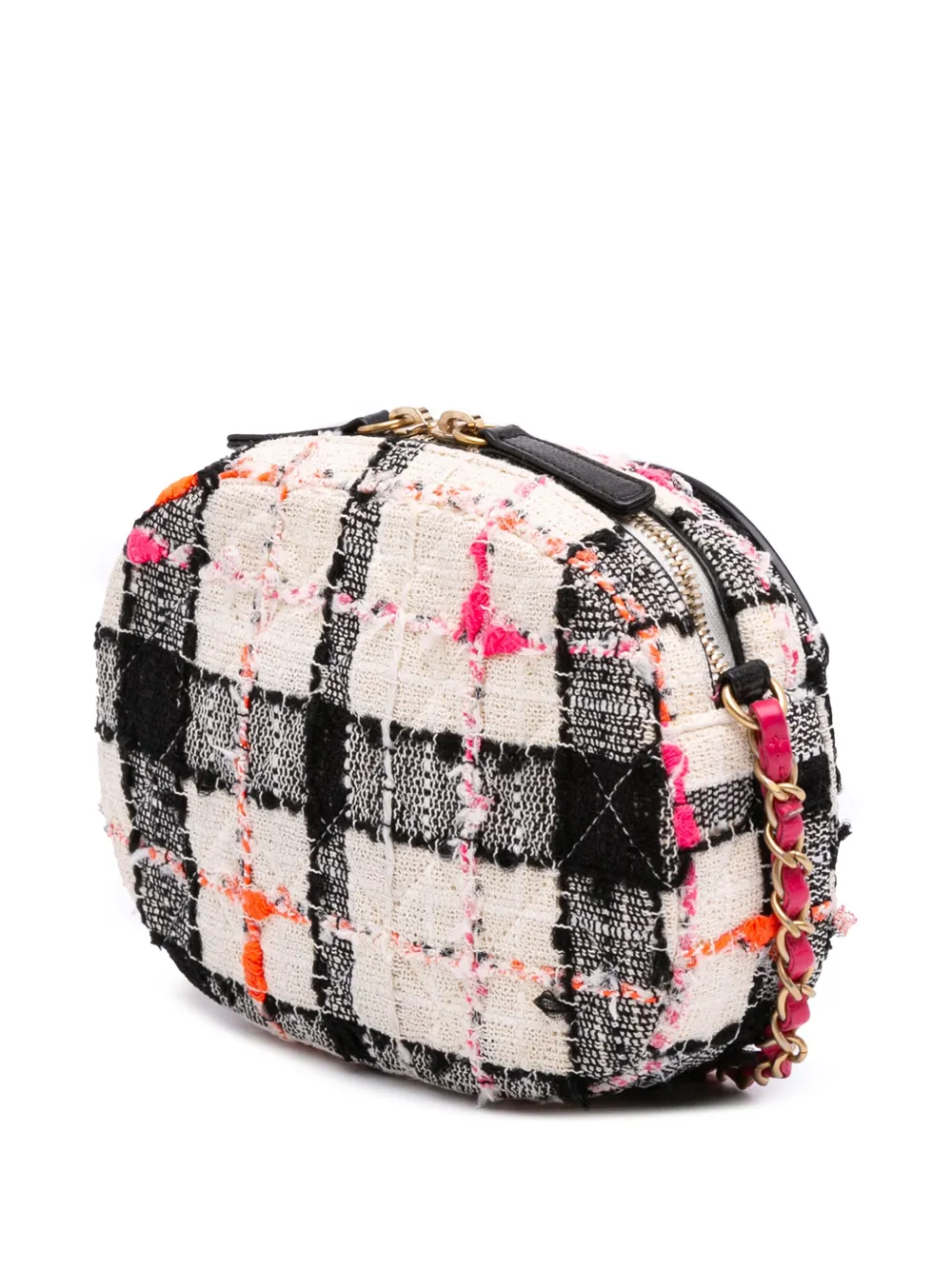 Pre-owned Chanel 2020 Tweed And Lambskin Coco Midnight Camera Bag Crossbody Bag In White
