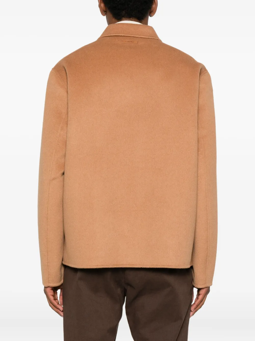 Calvin Klein Buttoned Patch-pocket Jacket In Brown