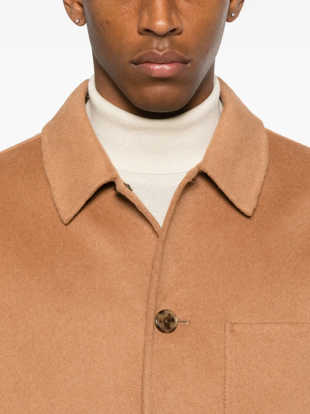 Calvin Klein Buttoned Patch-pocket Jacket In Brown