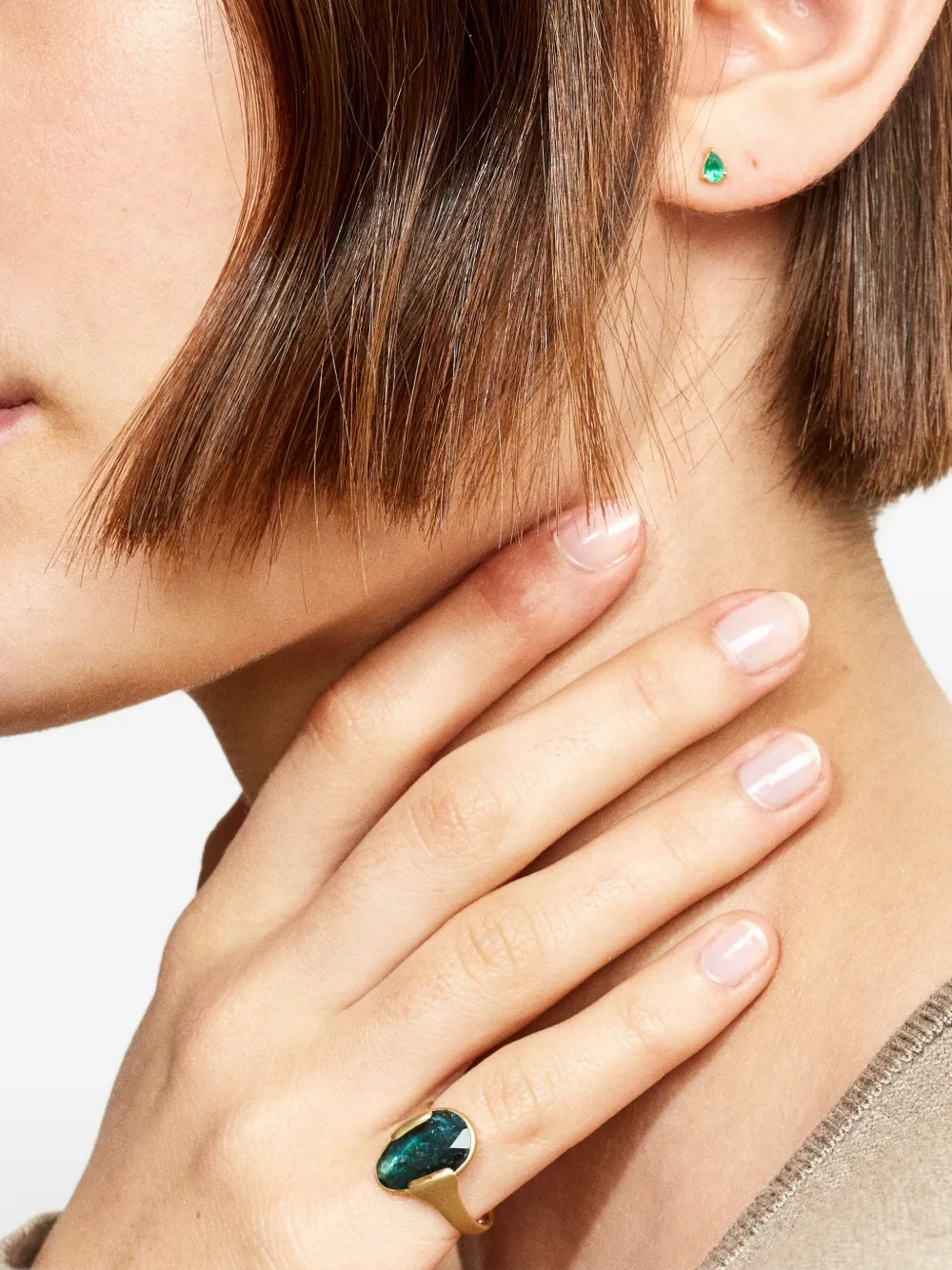 We By Whitebird 18k Yellow Gold Pear Emerald Earring In Gold