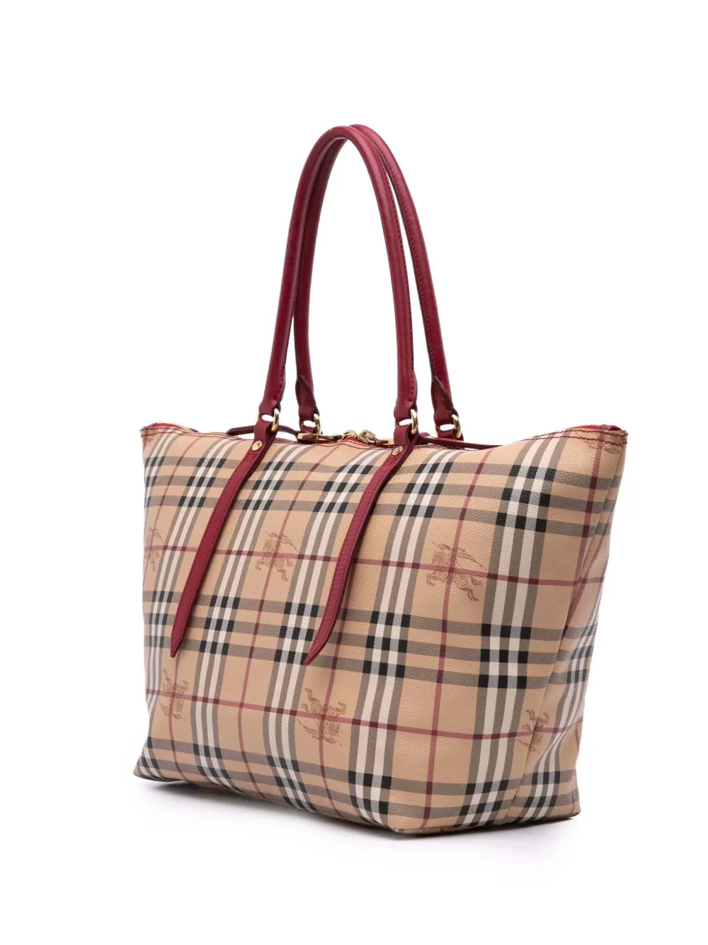 Pre-owned Burberry 2000-2017 Small Haymarket Check Coated Canvas Salisbury Tote Bag In Brown