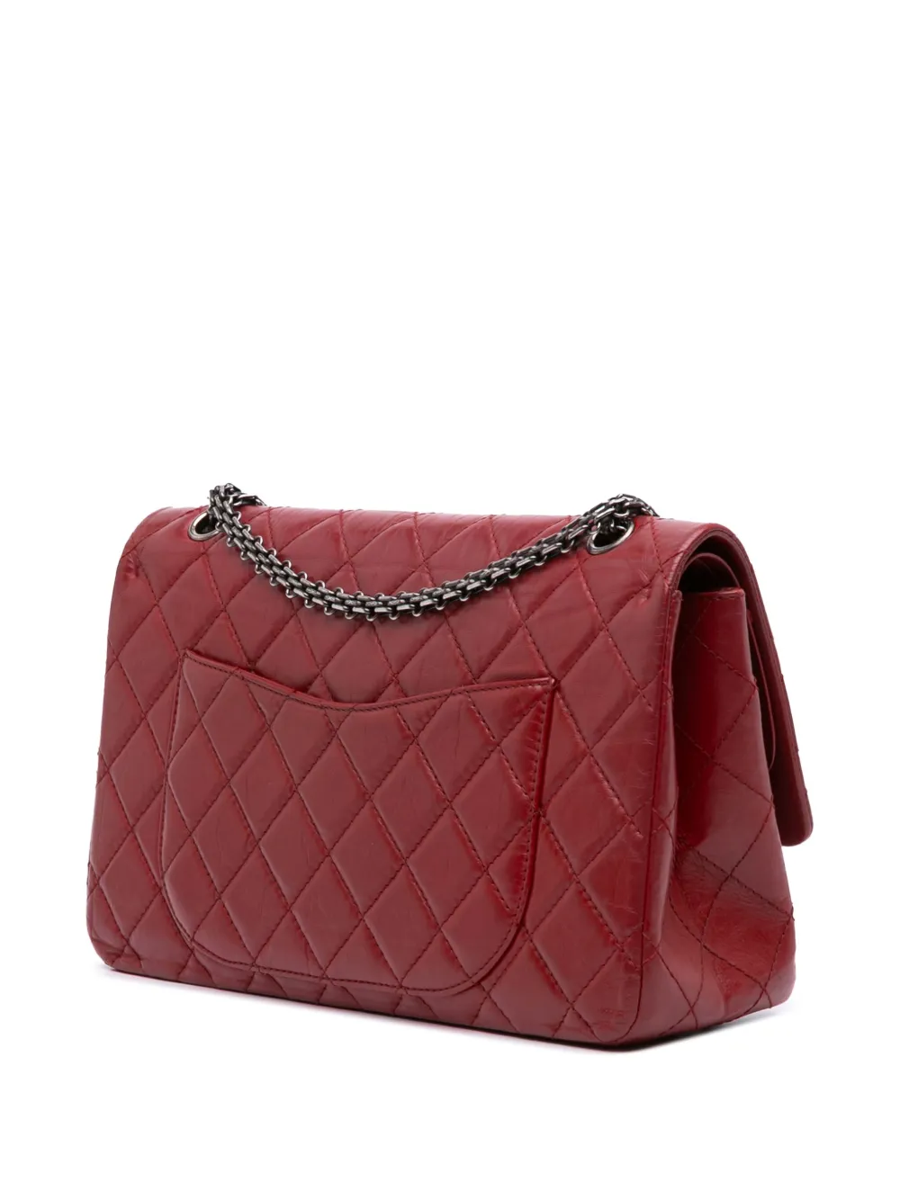 Pre-owned Chanel 2012 Reissue 2.55 Aged Calfskin Double Flap 227 Shoulder Bag In Red