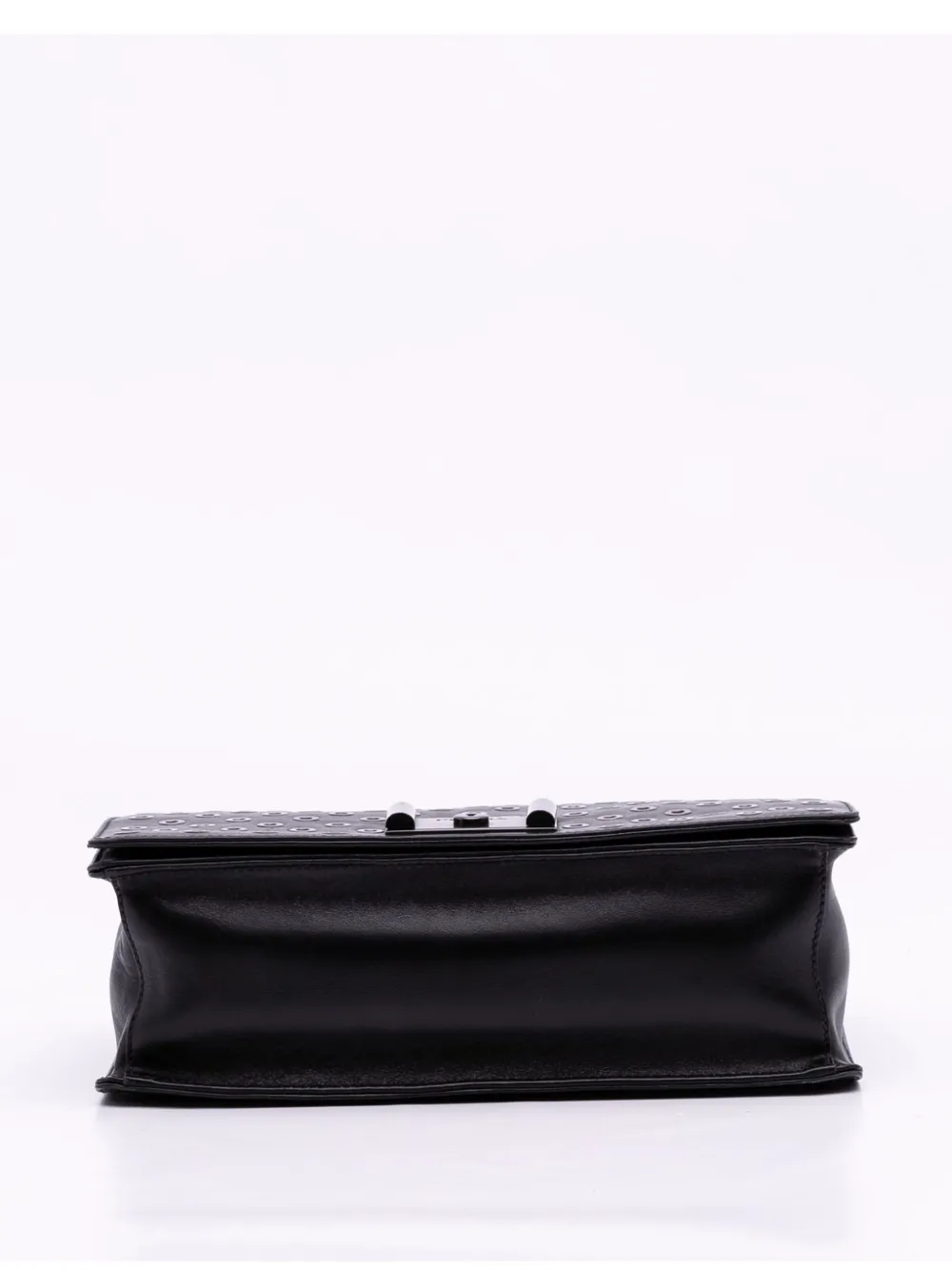 Pre-owned Prada 2010-2025 Soft Calf Grommet Lock Flap Chain Crossbody Bag In Black