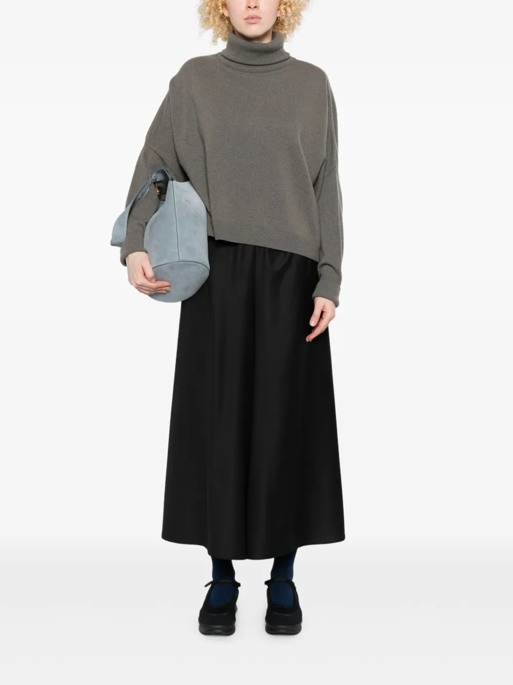 Dusan Gaucho palazzo broek met elastische taille - Zwart