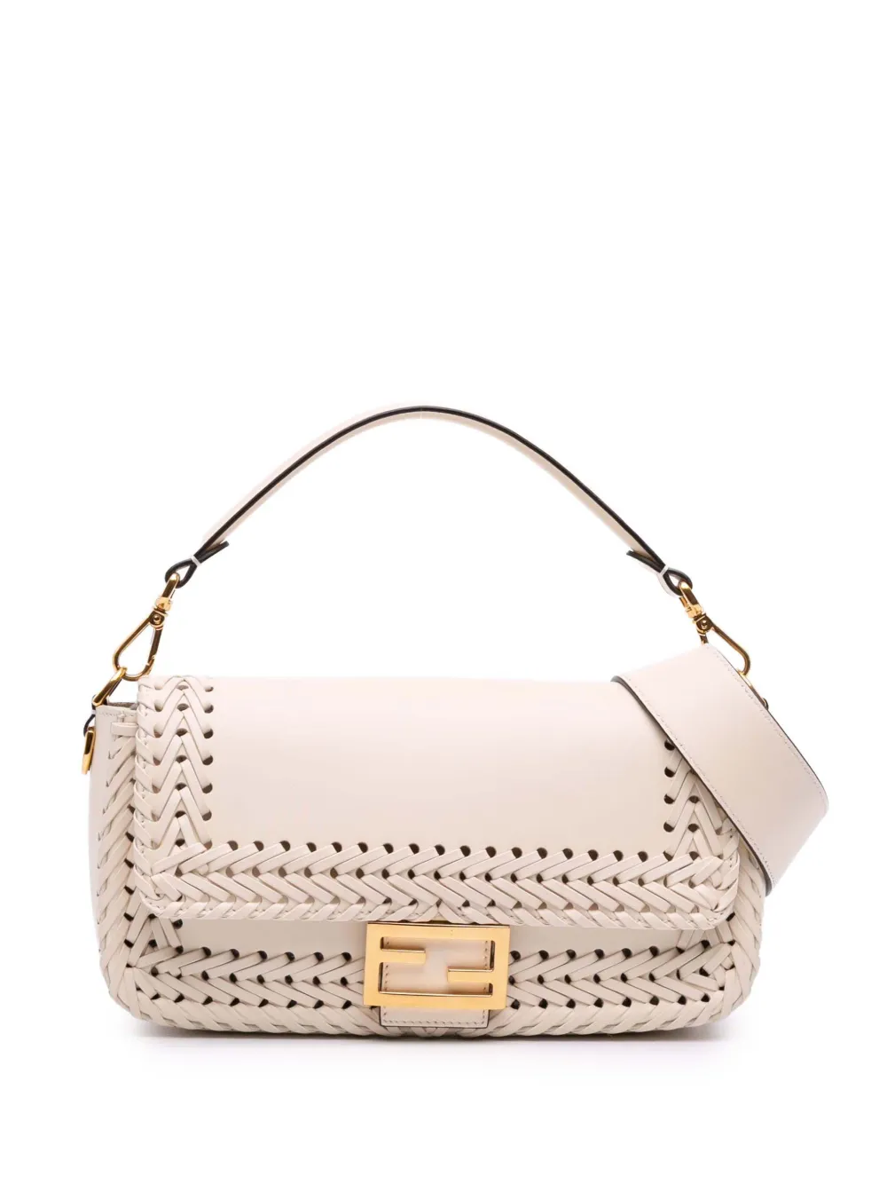 Fendi Pre-Owned 2010-2025 Woven Calfskin Vitello King Ceylon Baguette Fendi Pre-Owned 2010-2025 Woven Calfskin Vitello King Ceylon Baguette