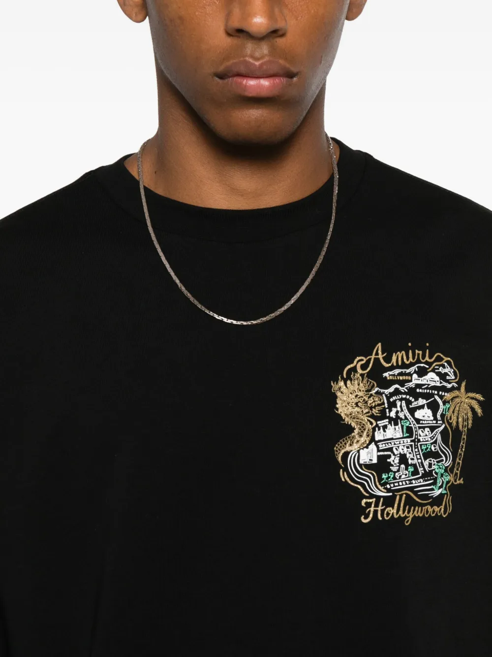 Amiri Mens Black Hollywood Oversized Cotton-jersey T-shirt Xl In Black