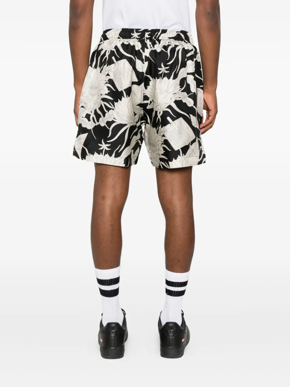 Amiri Floral-print Drawstring Shorts In Black