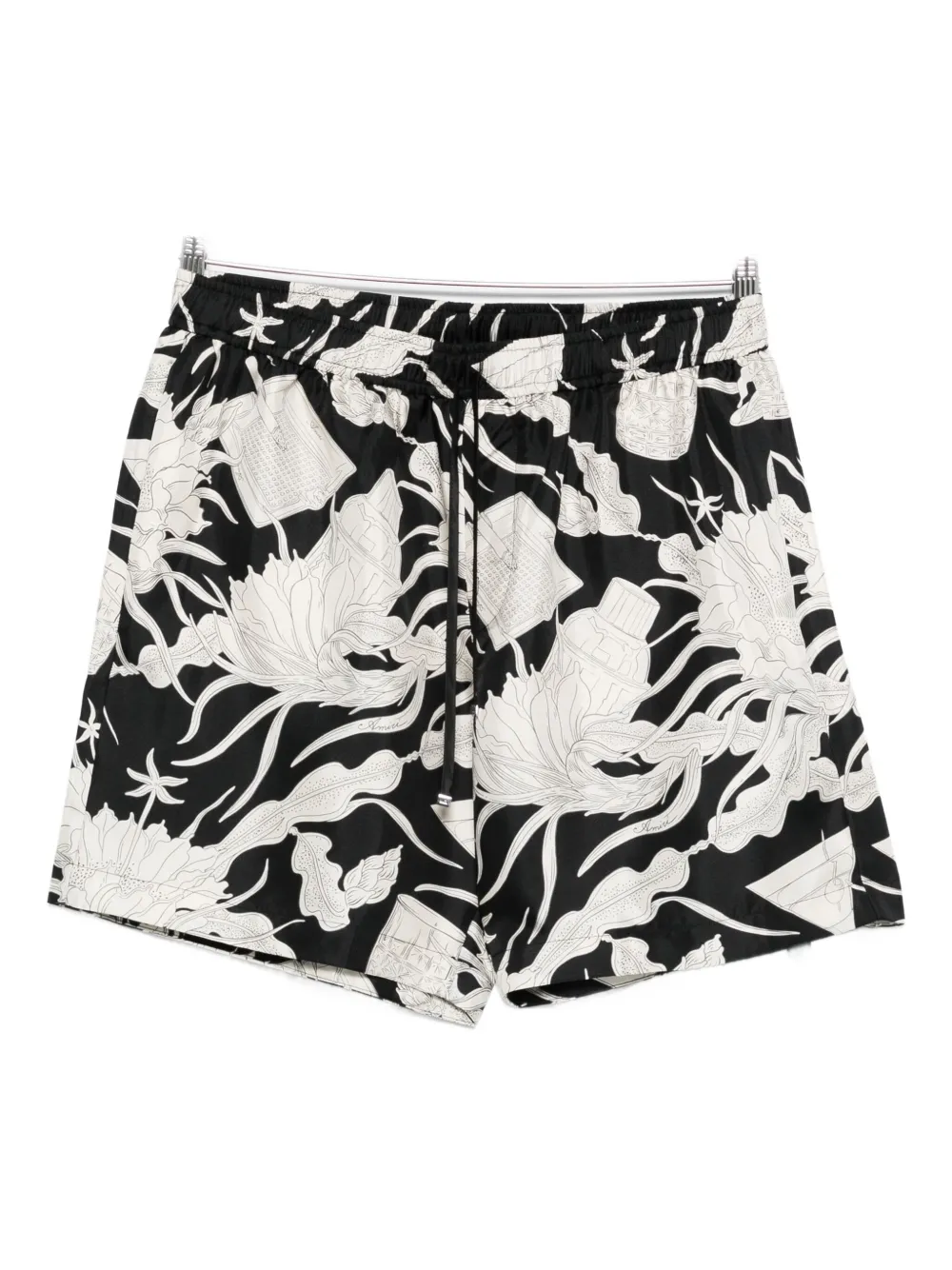 Amiri Floral-print Drawstring Shorts In Black