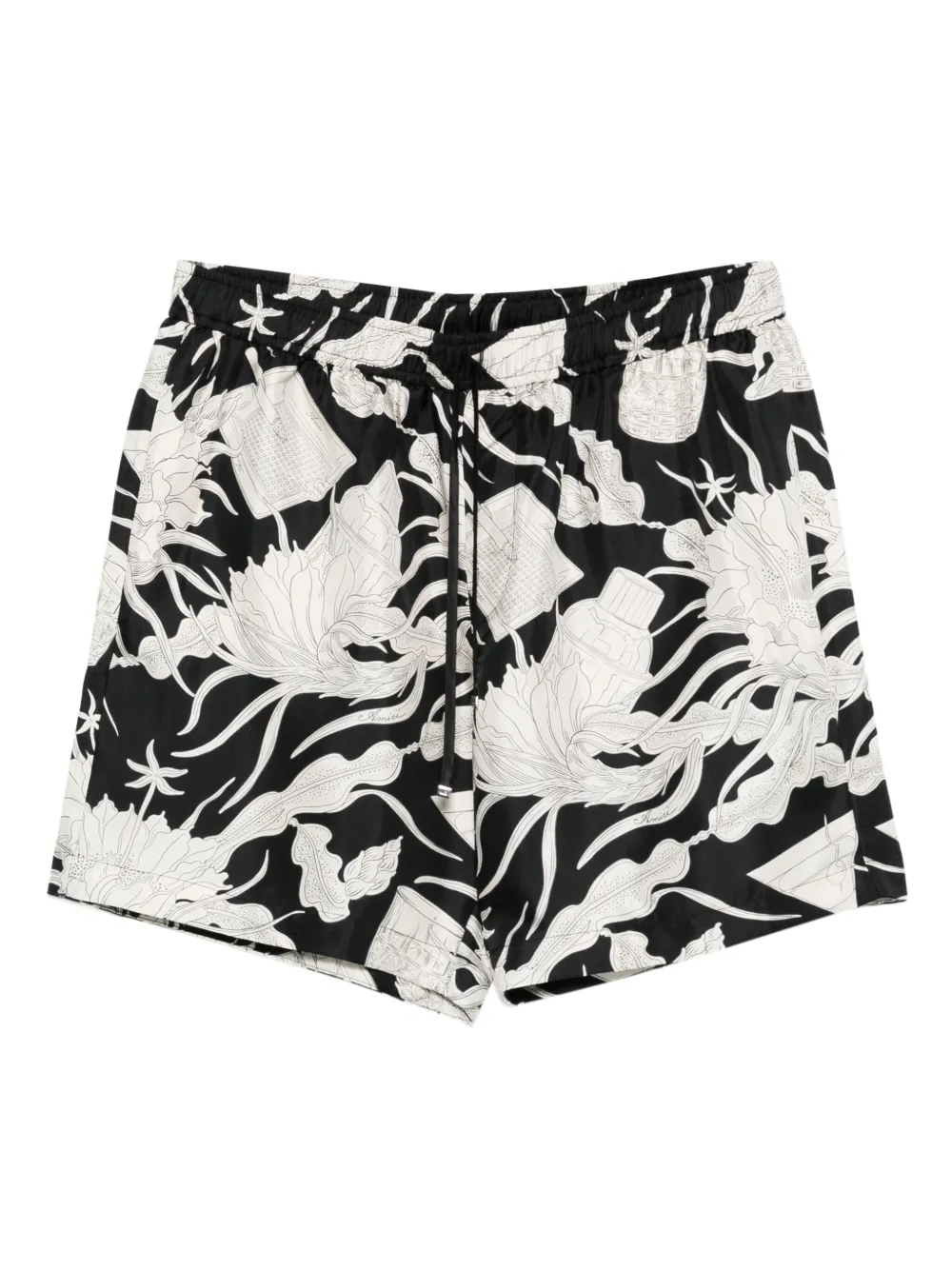 AMIRI floral-print drawstring shorts | Black | Image 1