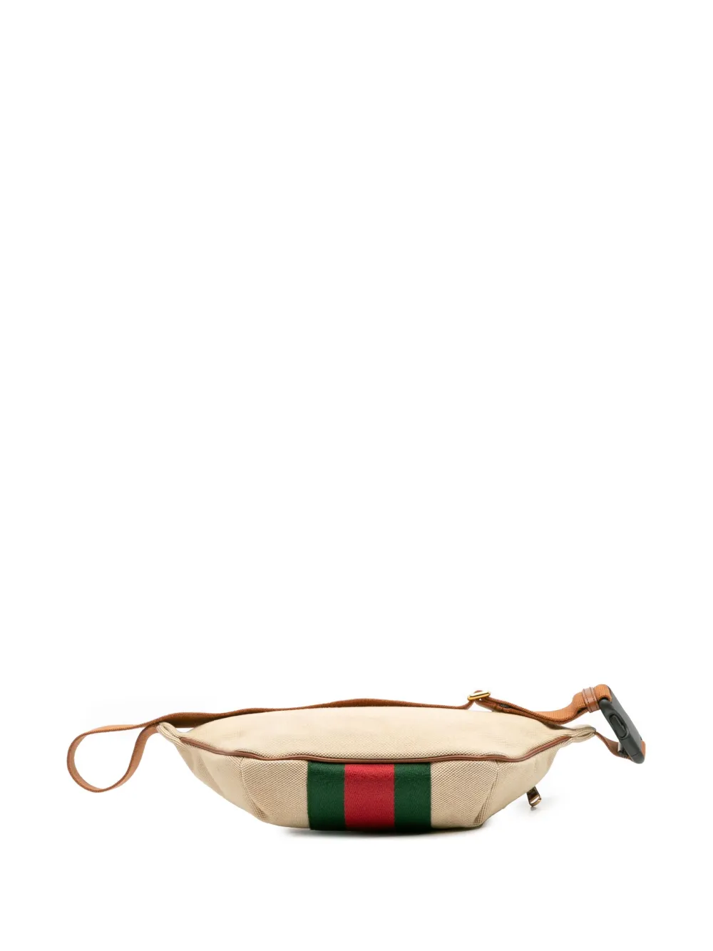 Pre-owned Gucci 2016-2025 Canvas Web Belt Bag In Brown