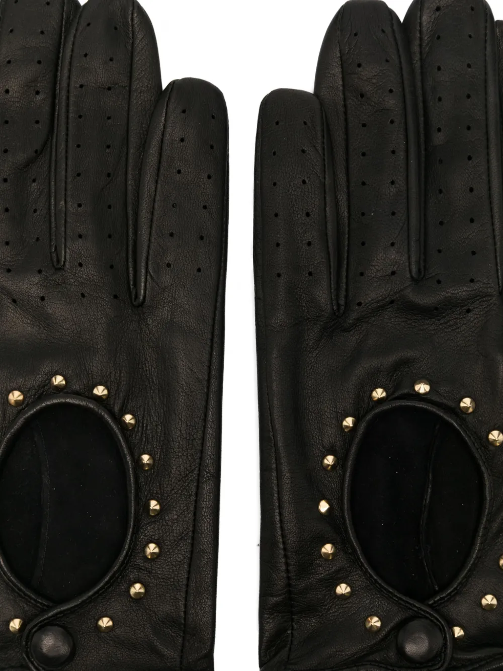 Ernest W Baker Perforated Studded Leather Gloves In Black