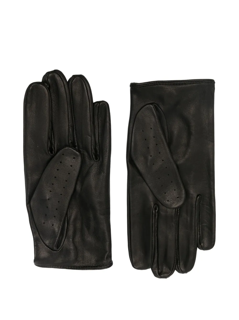 Ernest W Baker Perforated Studded Leather Gloves In Black