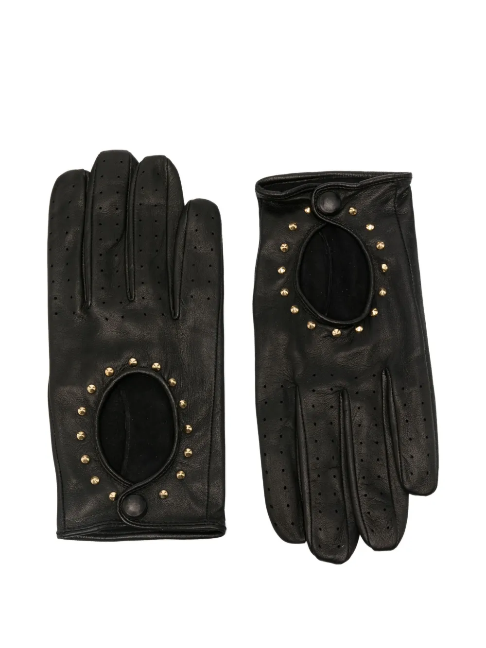 Ernest W Baker Perforated Studded Leather Gloves In Black