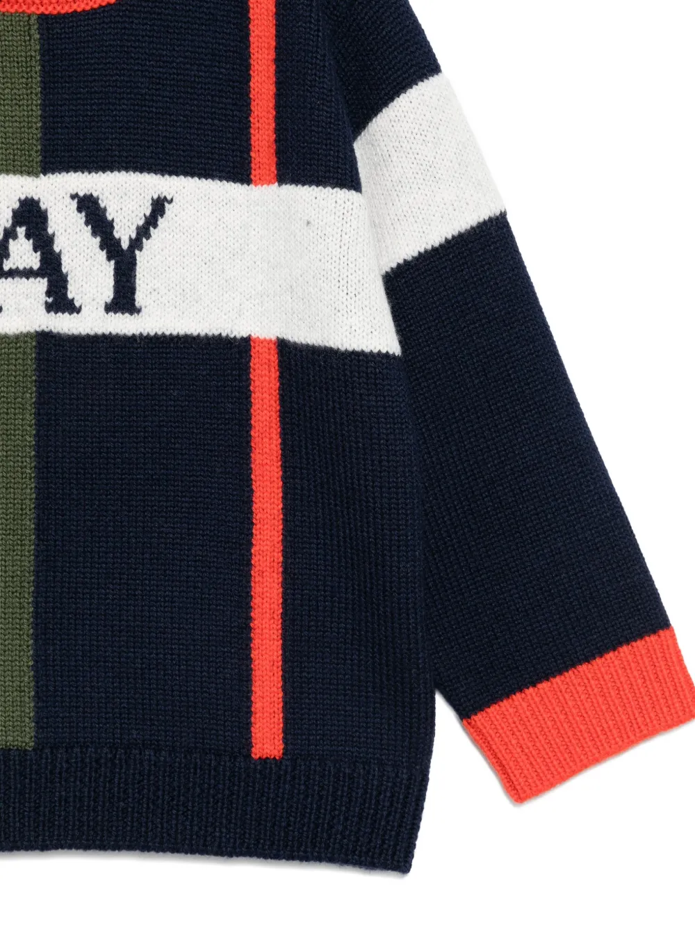Fay Color-block Sweater In Green