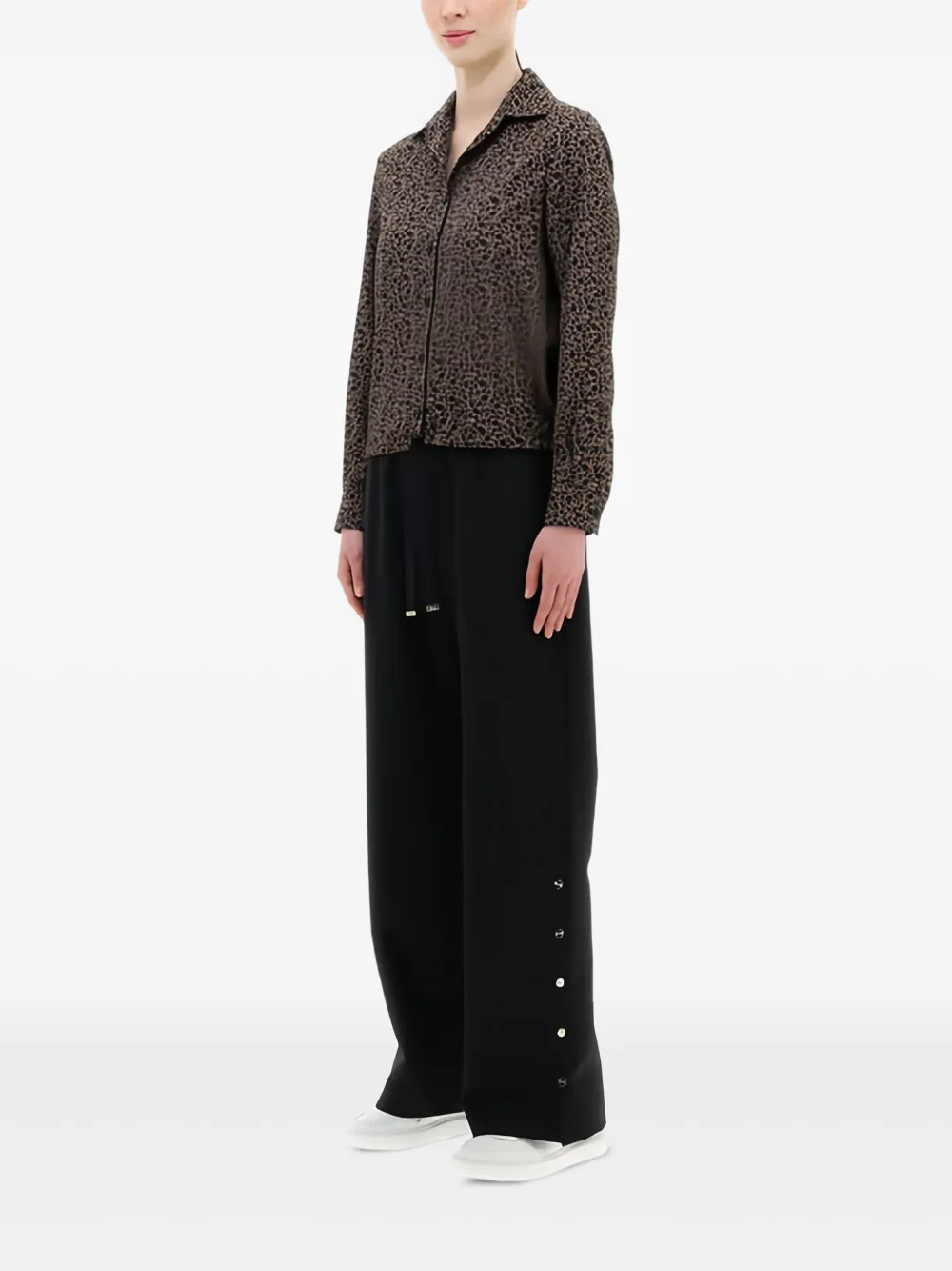 Herno Blouse met gestrikte taille en patroon Zwart