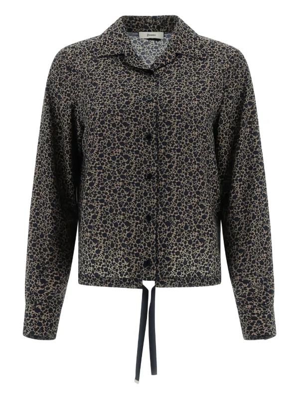 Herno Tie-waist Patterned Shirt in Black