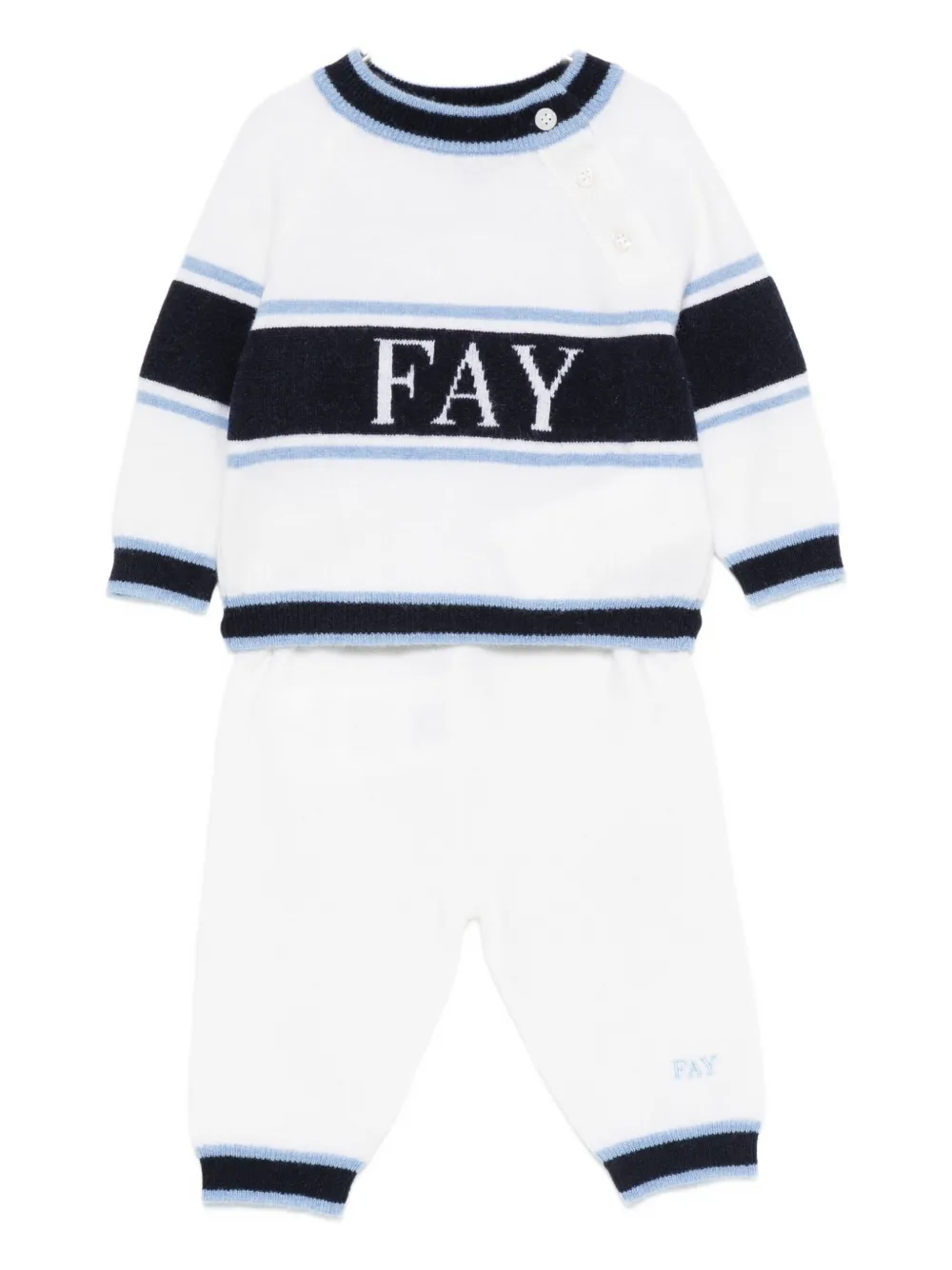 Fay Kids striped logo-detail tracksuit | White | Image 1