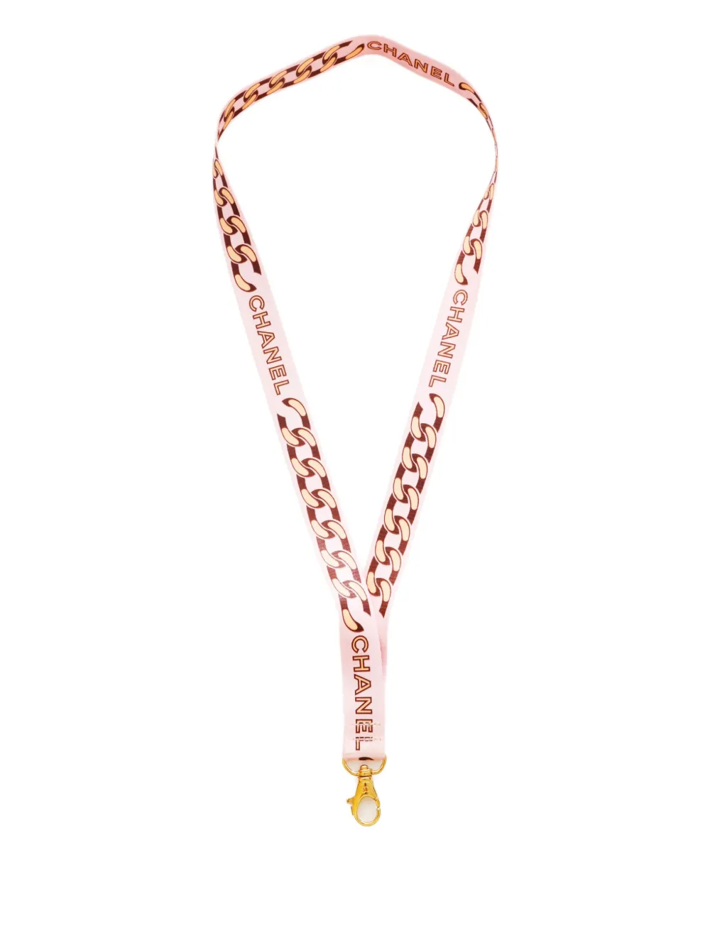 Pre-owned Chanel 2000-2020s Logo-print Neck Strap In Pink