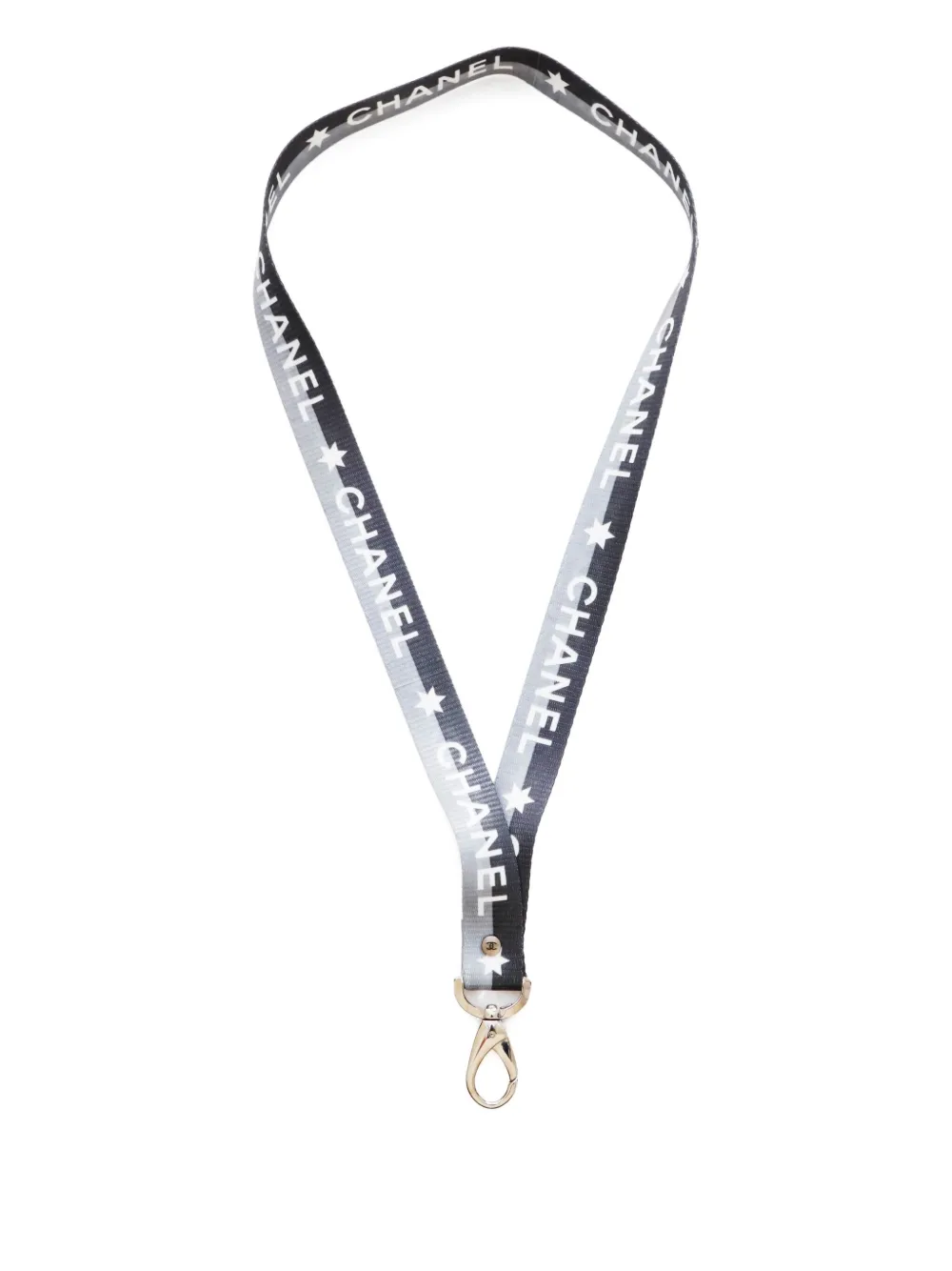 Pre-owned Chanel 2000-2020s Logo-print Neck Strap In Gray