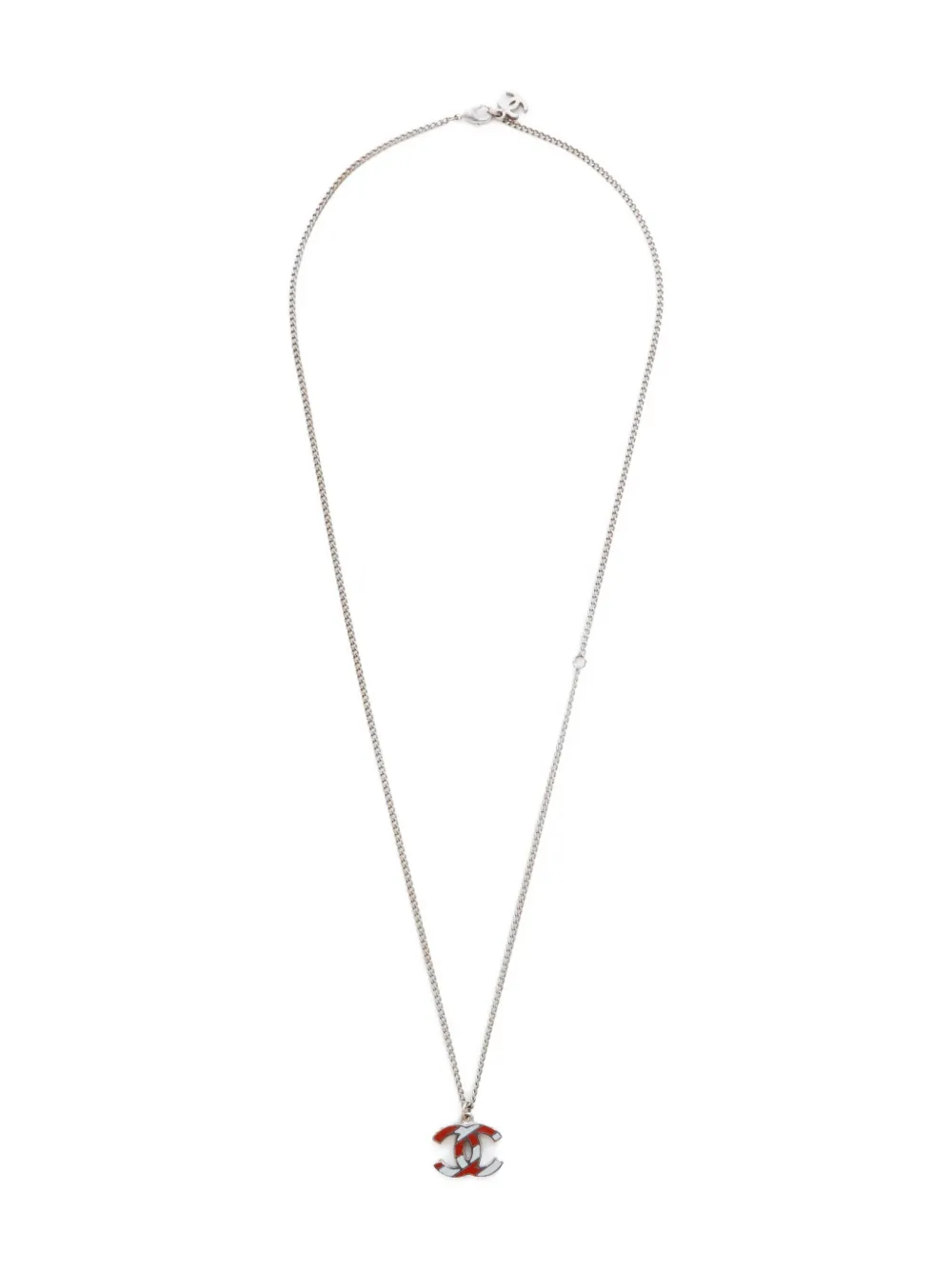 Pre-owned Chanel 2000-2016s Cc Mark Necklace In Silver