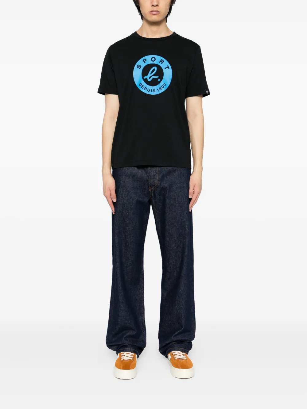 SPORT b. by agnès b. T-shirt met logoprint - Zwart