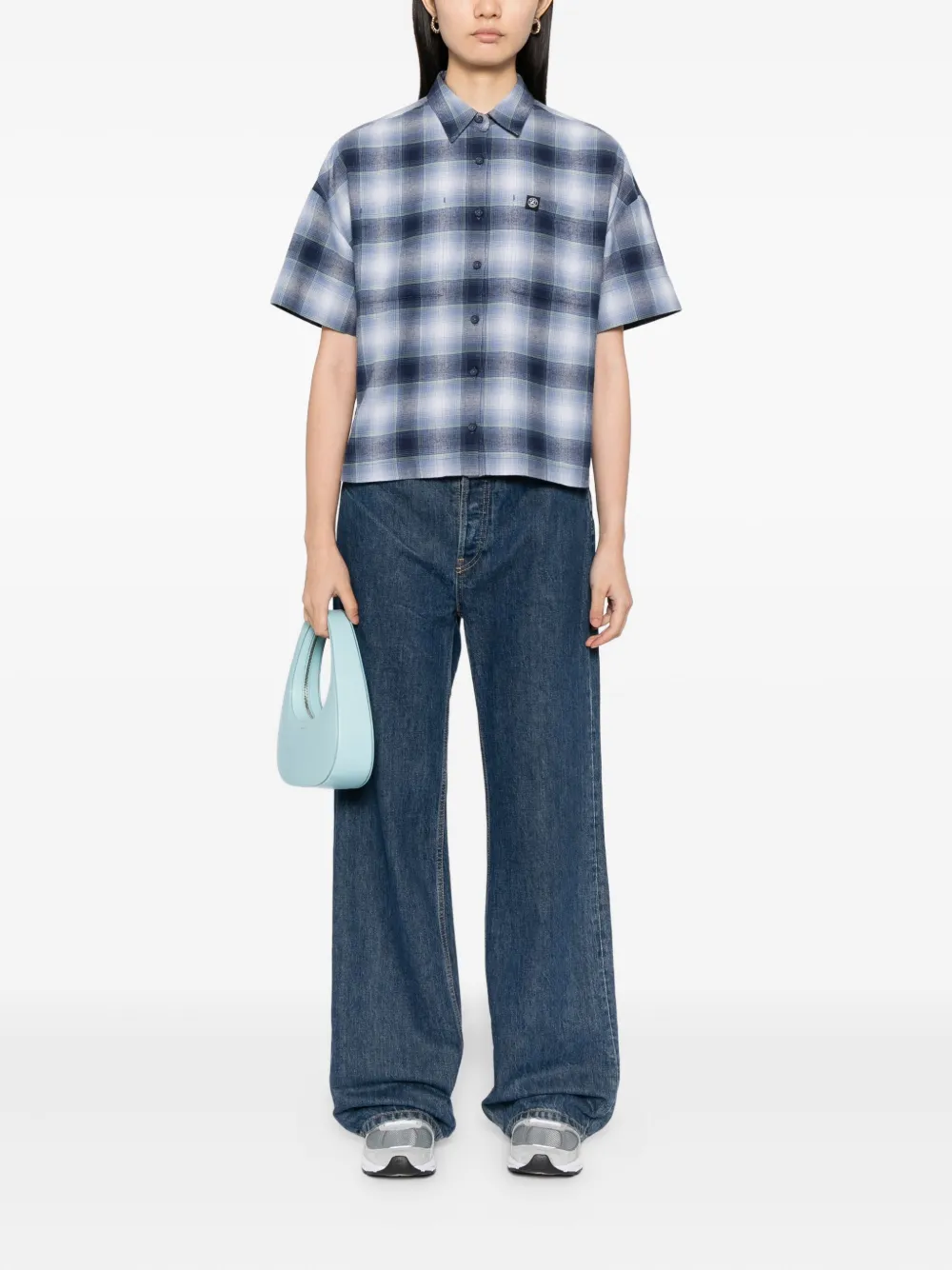 SPORT b. by agnès b. plaid cotton shirt - Blauw
