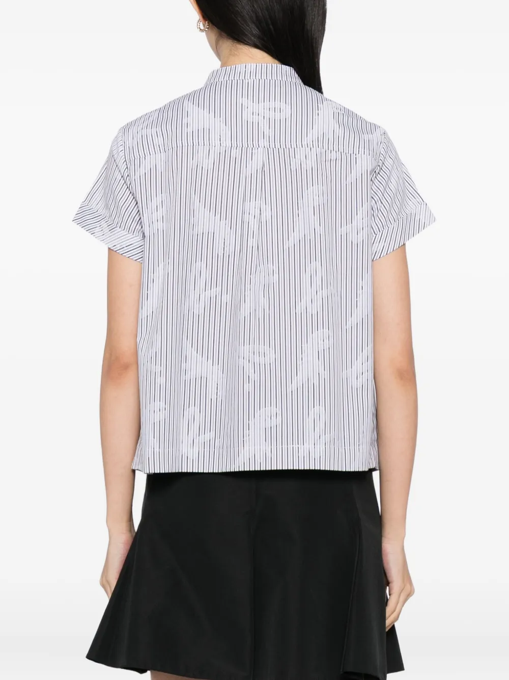 Sport B. By Agnès B. Mandarin-collar Striped Shirt In White